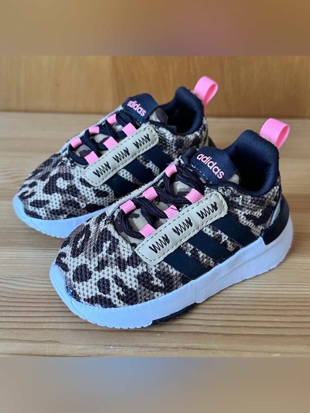 Adidas Racer TR21 Toddler Unisex Size 5 Leopard Print Elastic Lace Sneakers NWOT